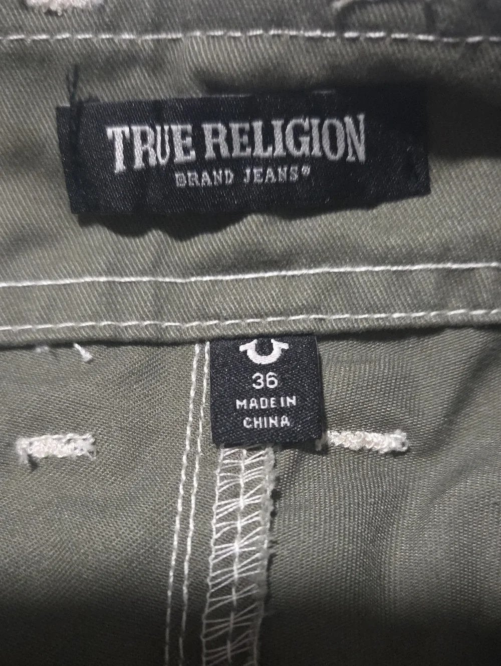 True Religion Jeans Baggy Cargo Pants Kalamata Pockets 108335 Relaxed US 36